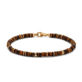 Shine Bracelet | 4MM | Tiger Eye | Yellow Gold | Diamond Detail