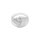 Sig Carved Ring | Oval | Sterling Silver | Diamond Detail