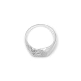 Sig Carved Ring | Rectangle | Sterling Silver | Diamond Detail