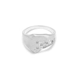 Sig Carved Ring | Rectangle | Sterling Silver | Diamond Detail