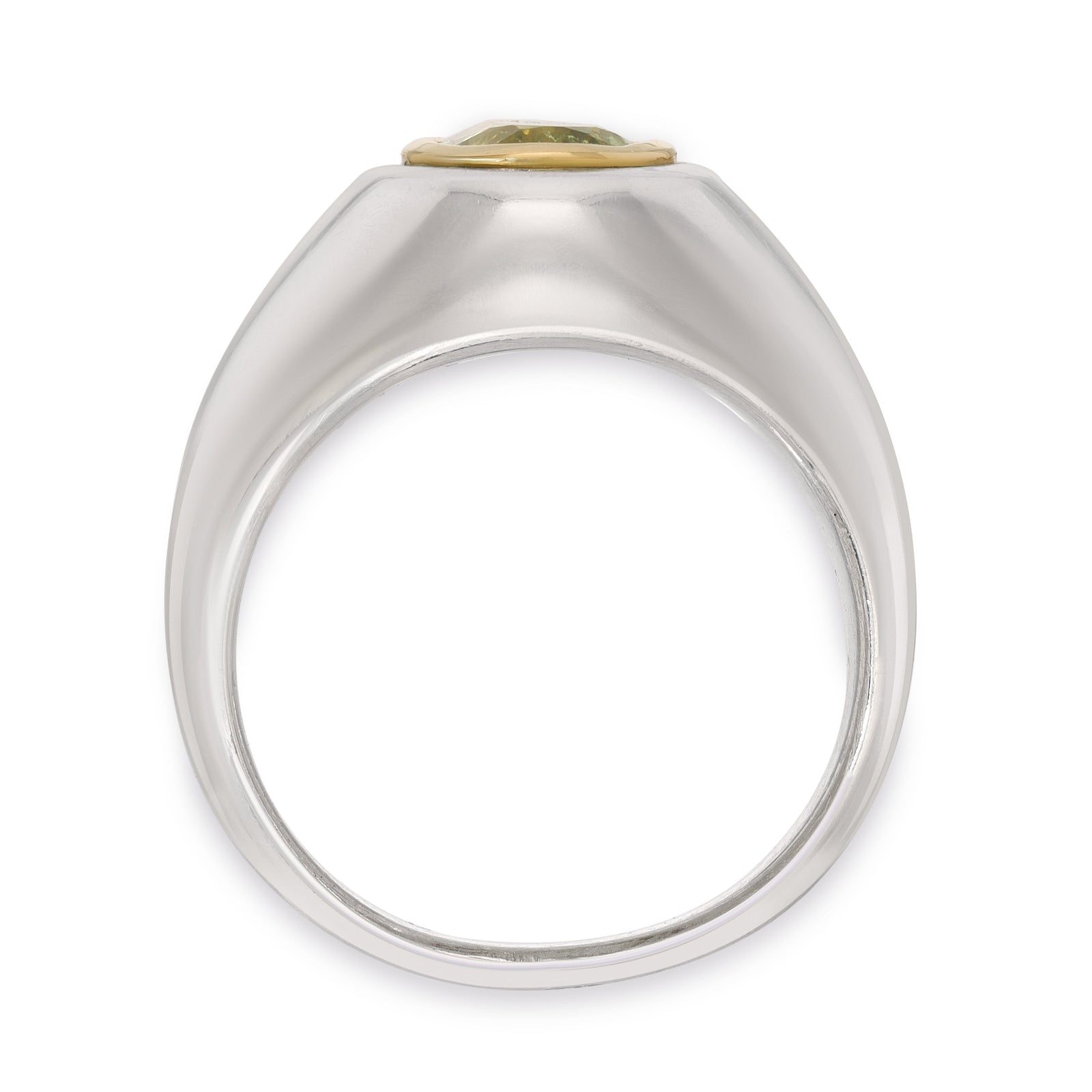 Solitaire Oval Ring | Green Peridot | Mixed Metals
