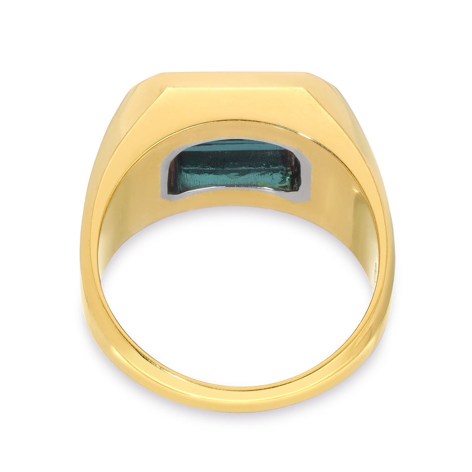 Solitaire Rectangle Ring | Green Tourmaline | Small Scale | Mixed Metal