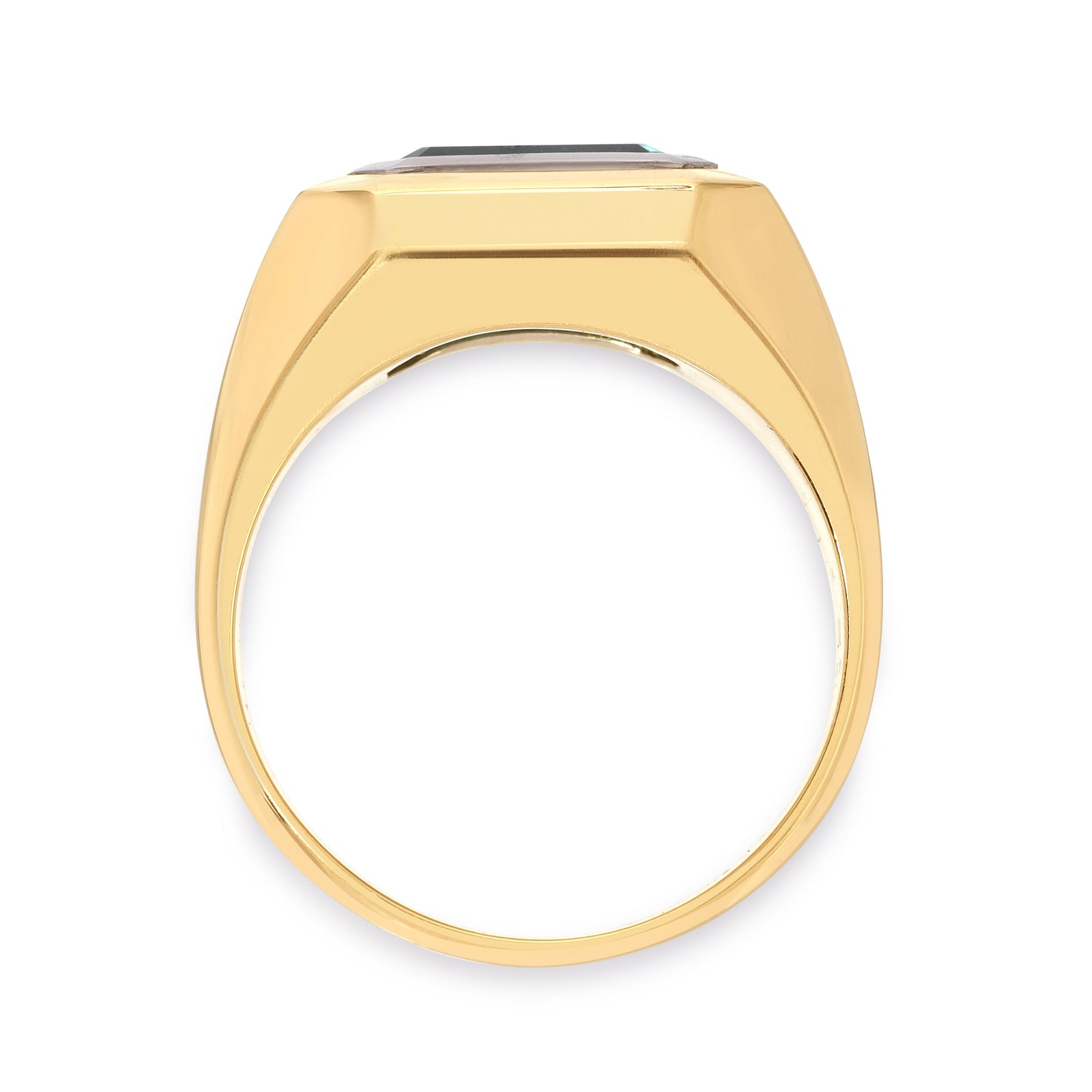 Solitaire Rectangle Ring | Green Tourmaline | Small Scale | Mixed Metal