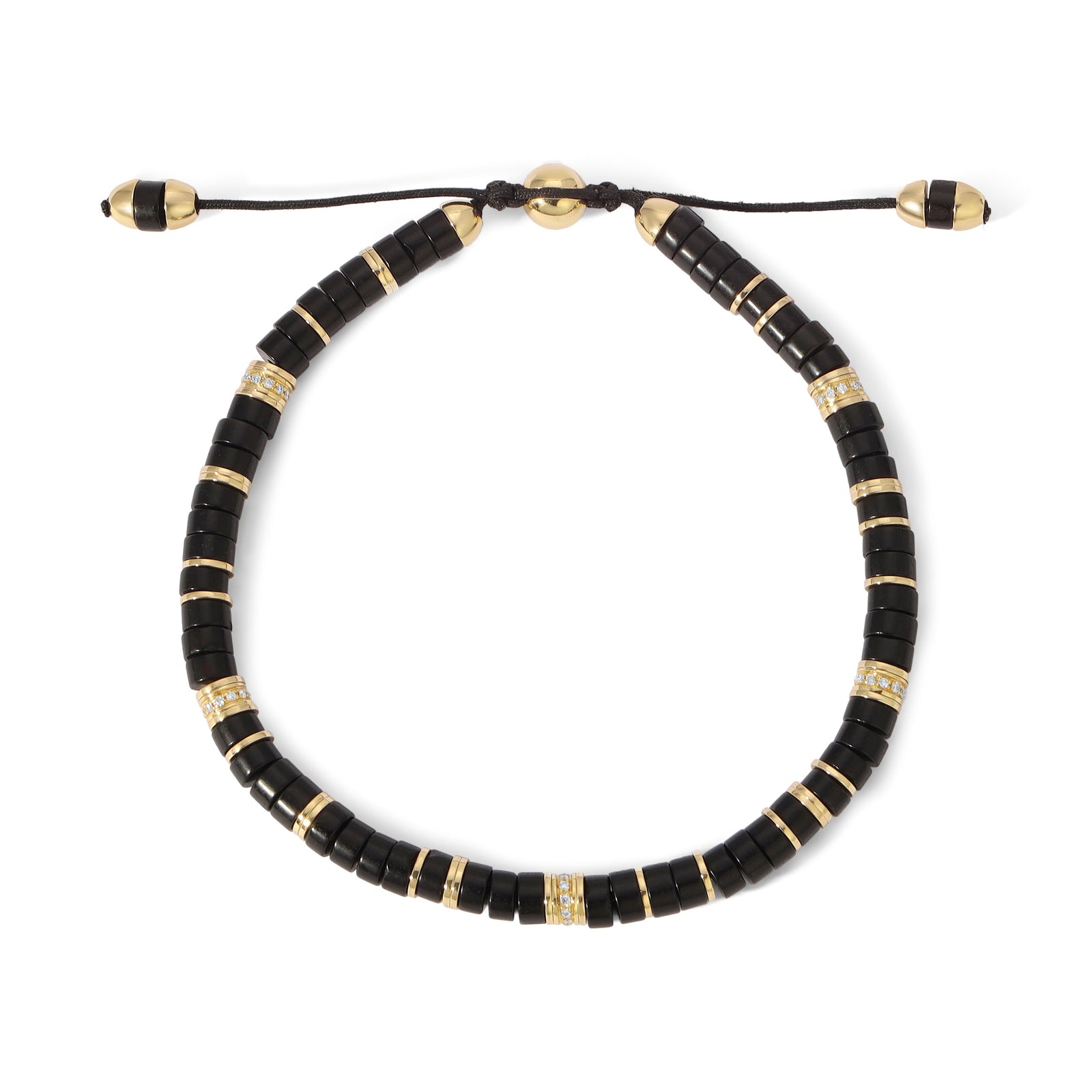 Tucson Bracelet | Black Agate | Pave | Yellow Gold
