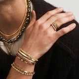 Rizon Bracelet I Burgundy Pattern I Pave Detail I Yellow Gold