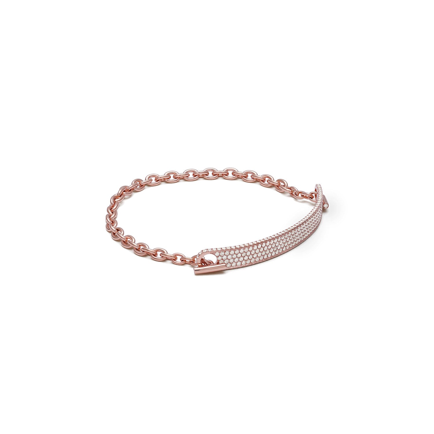 ID Bar Bracelet | 50mm Wide - 5mm Height | Full Pave | Rose Gold