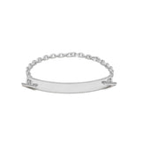 ID Bar Bracelet | 50mm Wide - 7mm Height | Pave Detail | White Gold