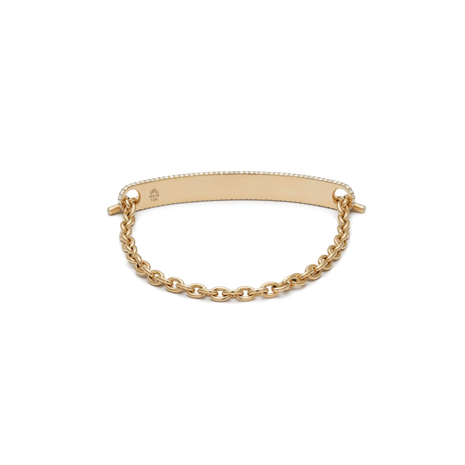 ID Bar Bracelet | 50mm Wide - 7mm Height | Full Pave | Yellow Gold