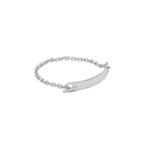 ID Bar Bracelet | 50mm Wide - 7mm Height | Pave Detail | White Gold
