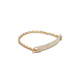 ID Bar Bracelet | 50mm Wide - 7mm Height | Full Pave | Yellow Gold