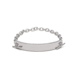 ID Bar Bracelet | 50mm Wide - 9mm Height | Pave Detail | White Gold