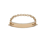 ID Bar Bracelet | 50mm Wide - 9mm Height | Pave Detail | Yellow Gold