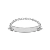 ID Bar Bracelet | 70mm wide - 11mm Height | Pave Detail | Sterling Silver