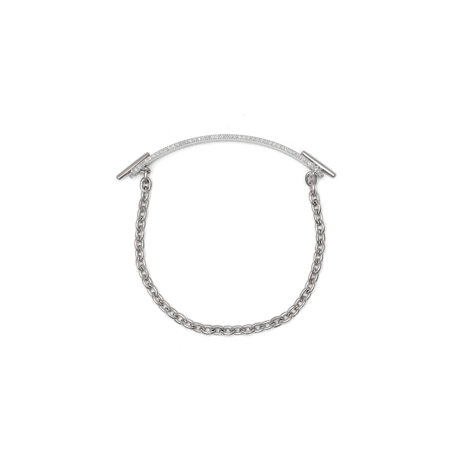 ID Bar Bracelet | 70mm Wide - 5mm Height | Pave Detail | White Gold