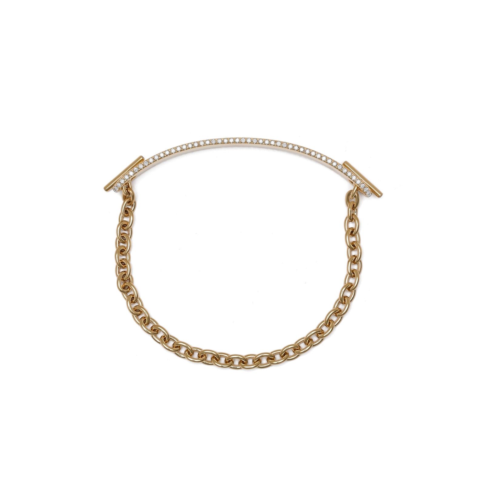 ID Bar Bracelet | 70mm Wide - 9mm Height | Pave Detail | Yellow Gold