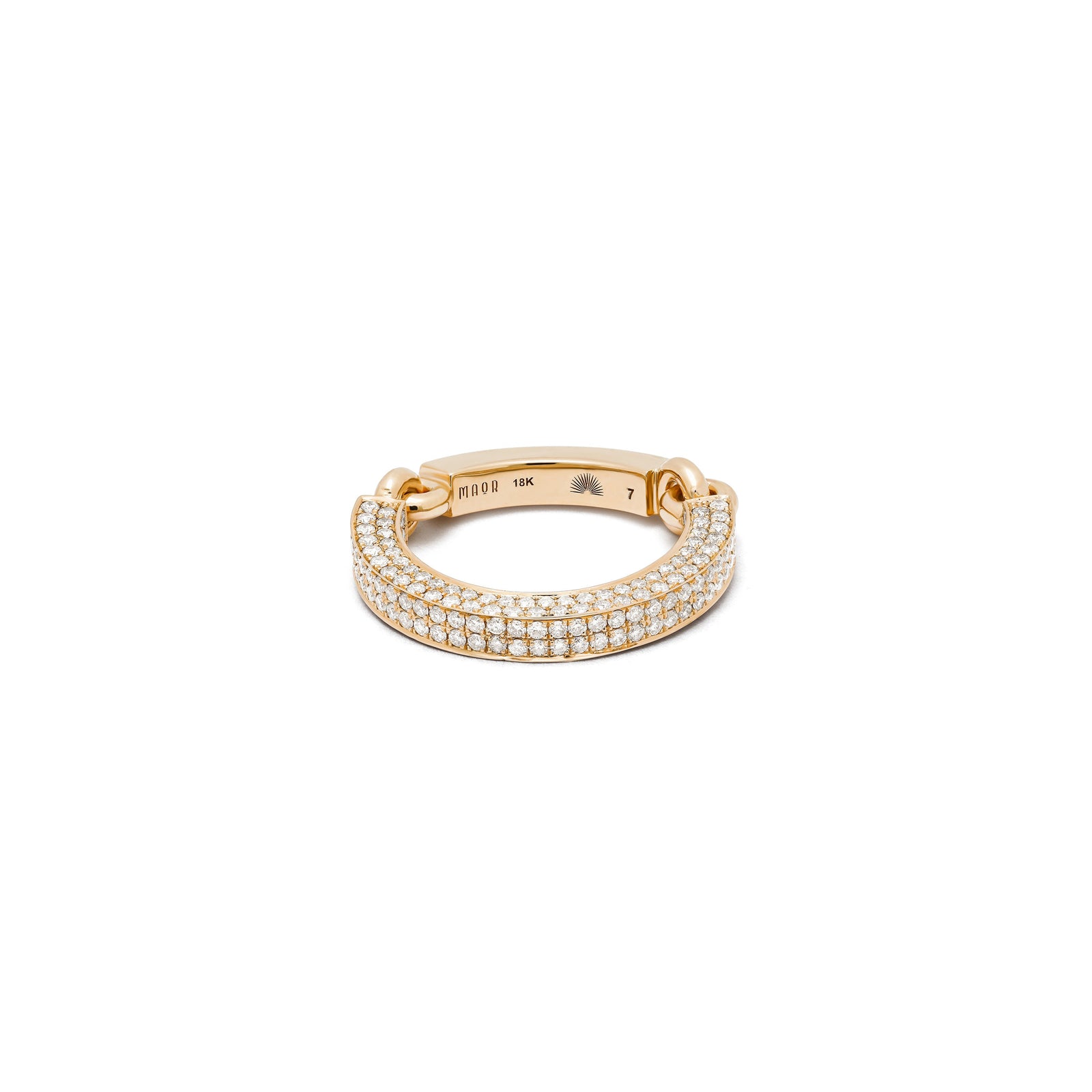 MAOR Two Thirds White Diamond Pave Aphelion Band Ring Yellow Gold