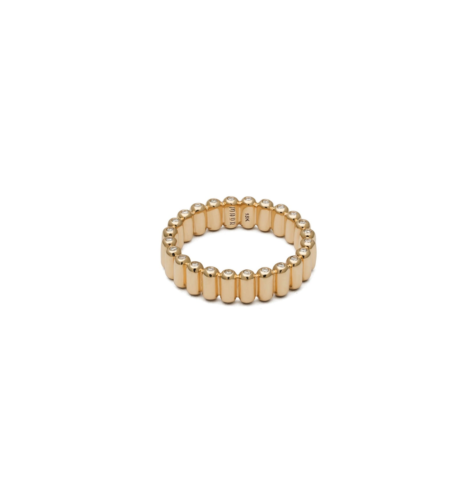 Capsule Ring | 5mm I Pave Detail I Yellow Gold