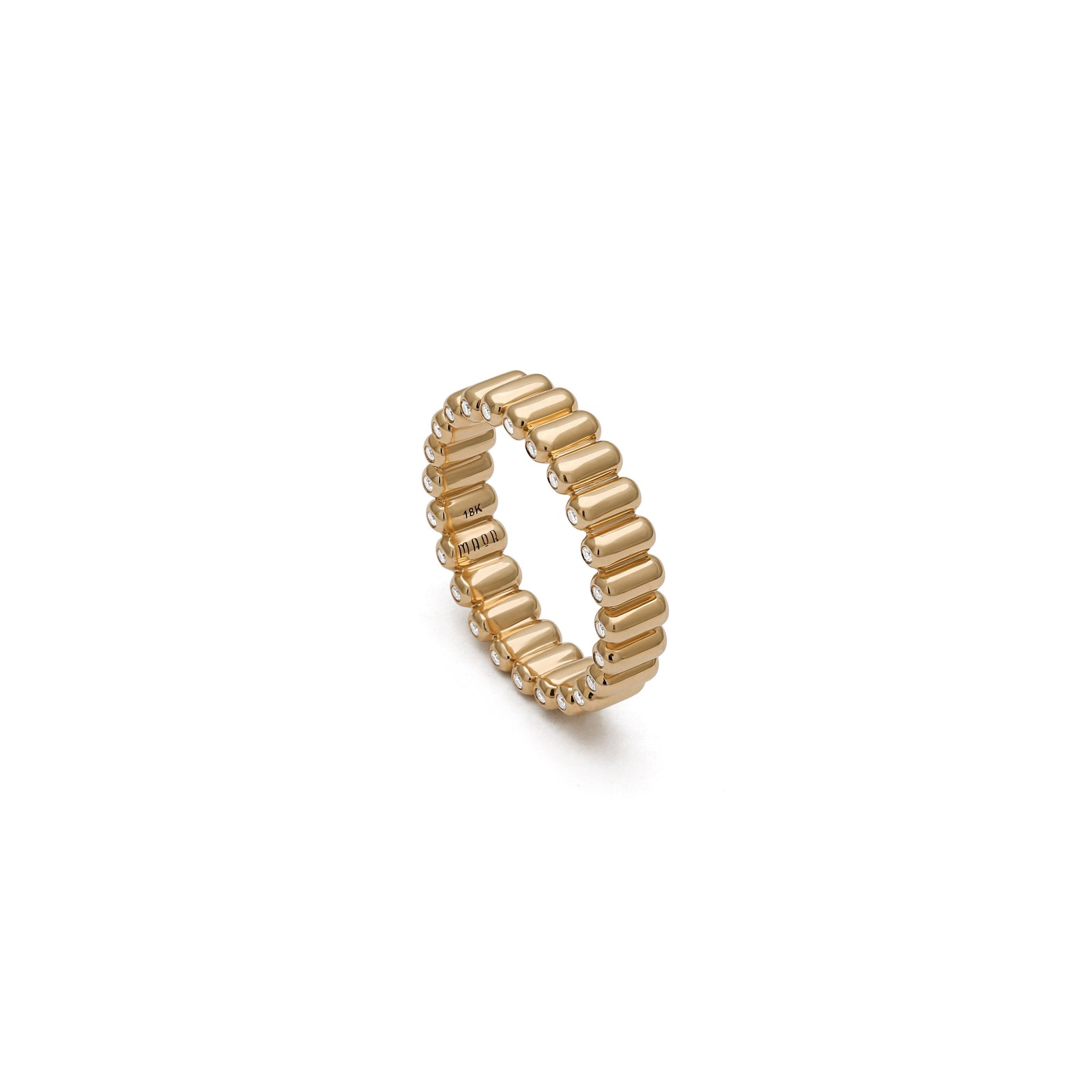 Capsule Ring | 5mm I Pave Detail I Yellow Gold