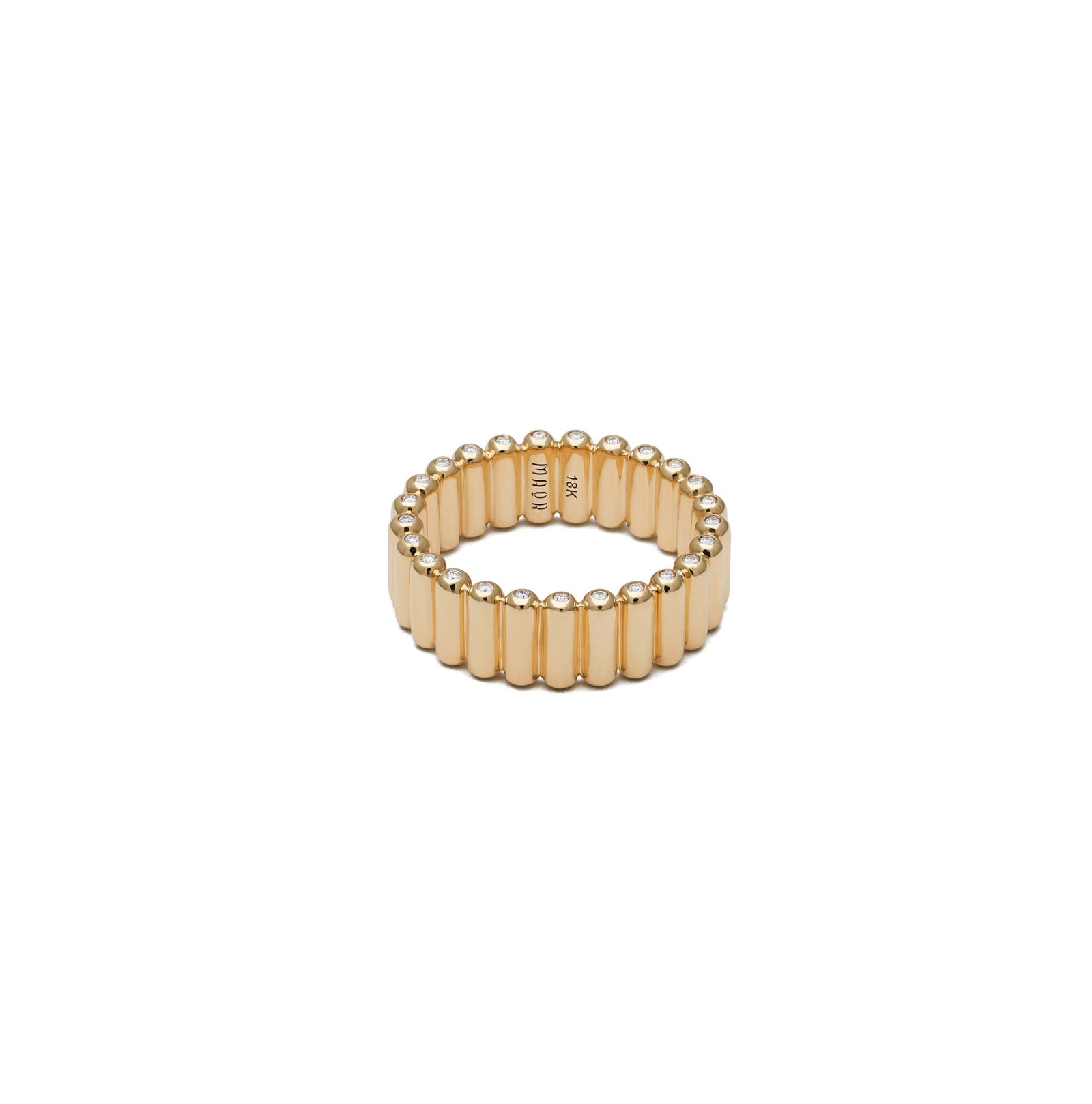 Capsule Ring | 7mm | Pave Detail | Yellow Gold