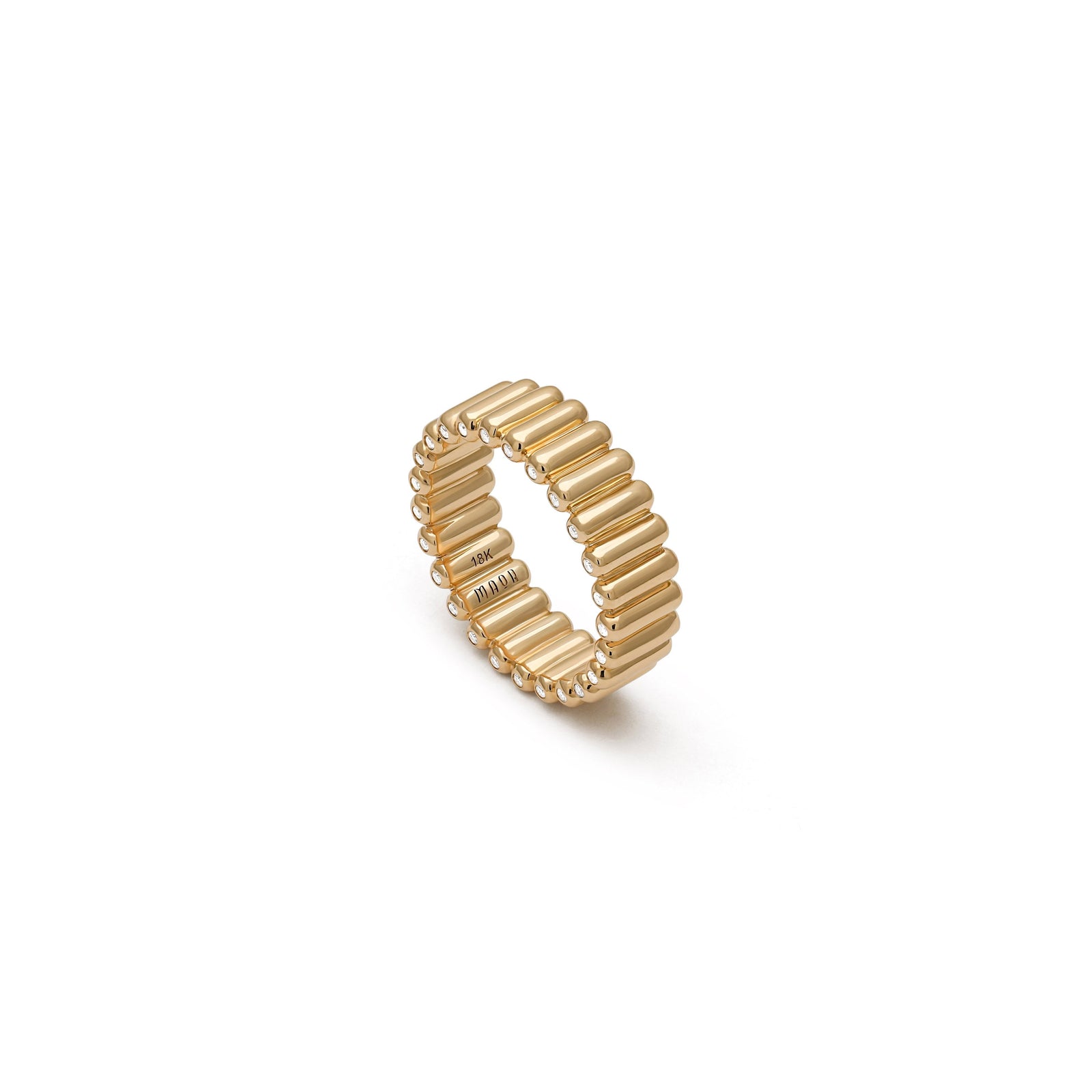 Capsule Ring | 7mm | Pave Detail | Yellow Gold