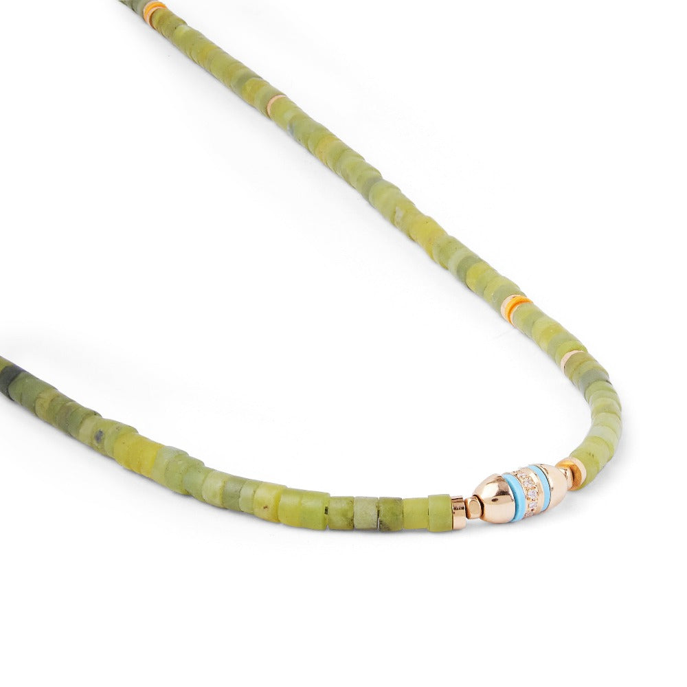 MAOR MCohen collection Cherish necklace Afgan Jade and Yellow gold