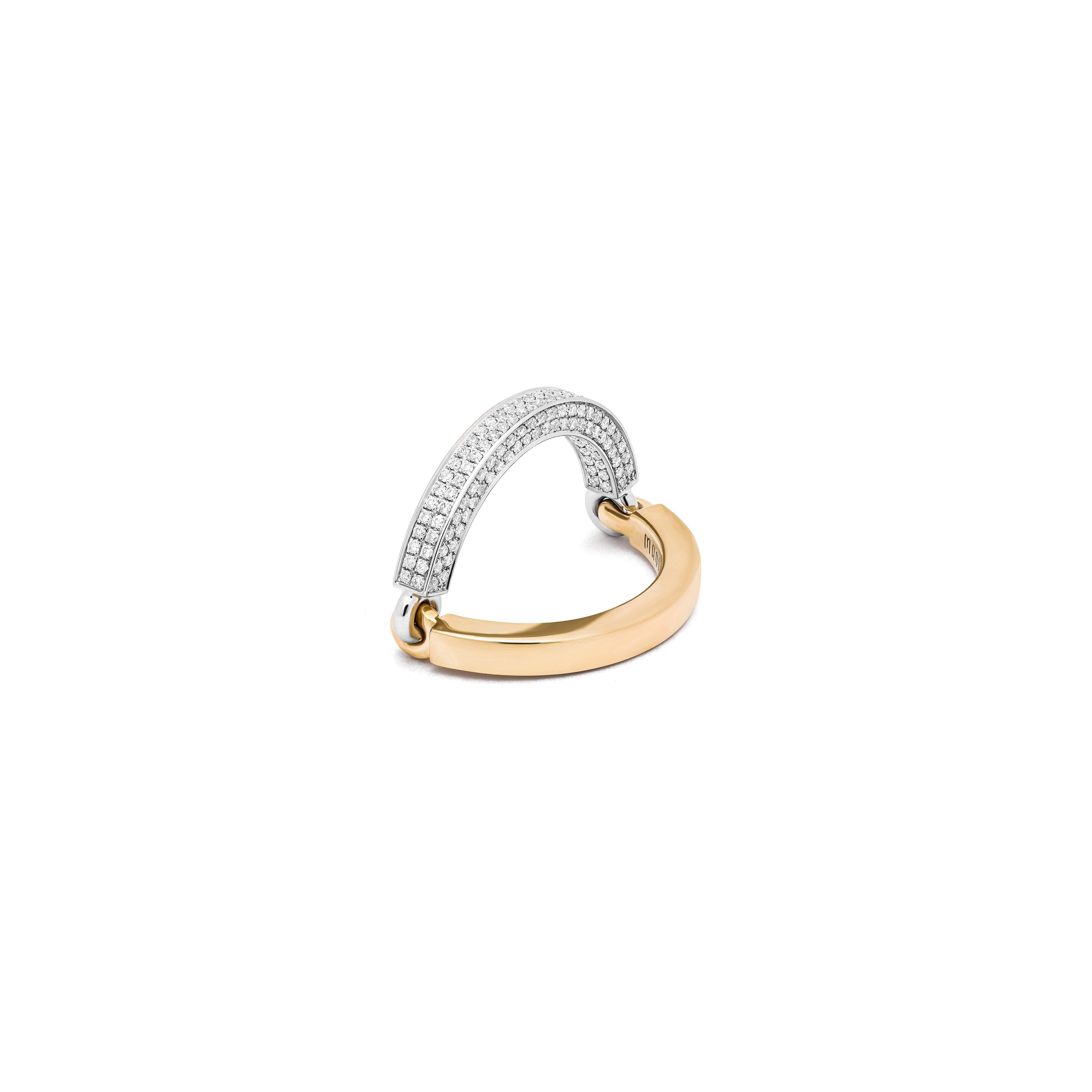 Two Tone Half Pave Circinus Ring Yellow Gold- MAOR