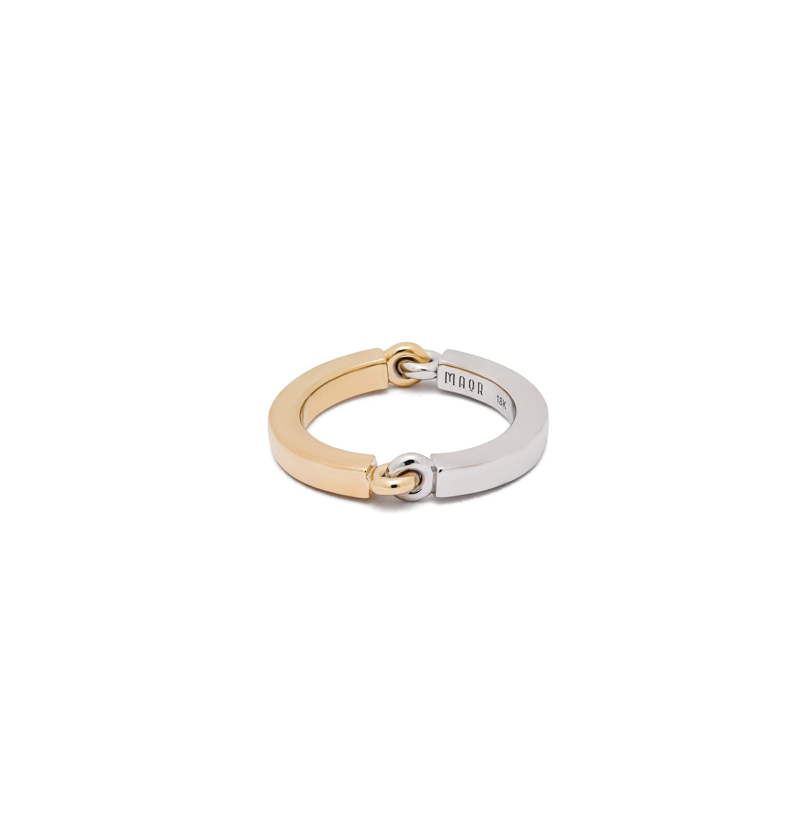 Two Tone Circinus band Ring Yellow Gold White Gold