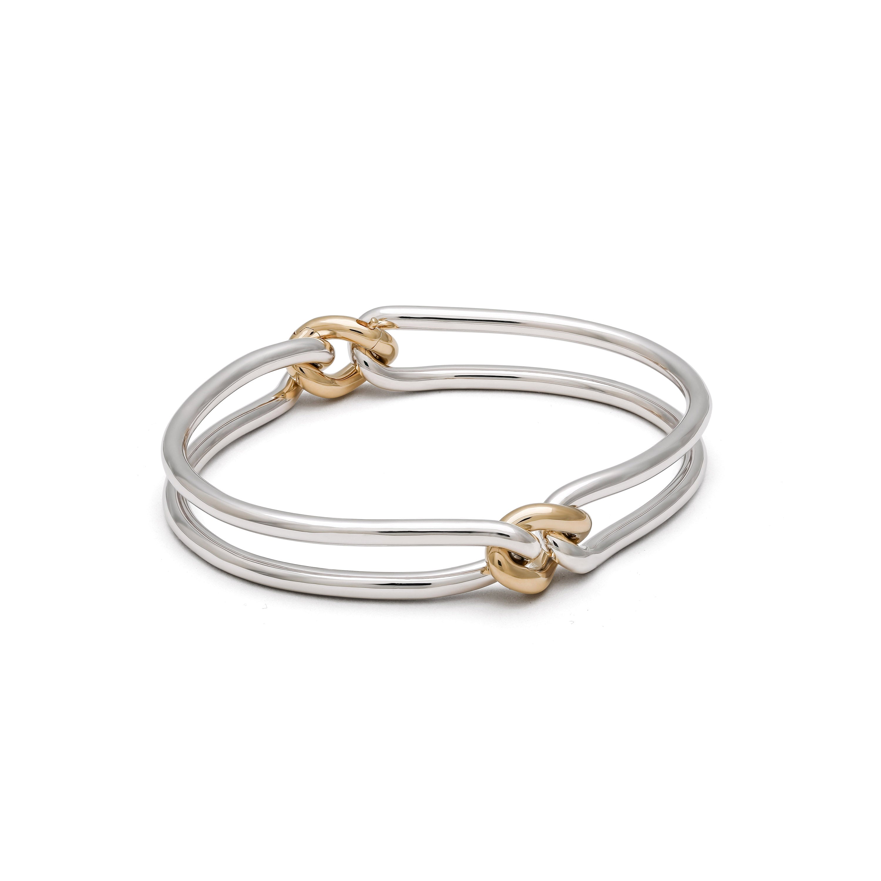 Two Tone Unity Bangle 3M Bracelet Sterling Silver Yellow Gold- MAOR