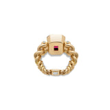 Curb Chain Ring | Purple Tourmaline | Yellow Gold | Diamond Details