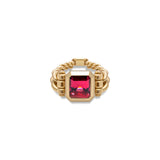 Curb Chain Ring | Purple Tourmaline | Yellow Gold | Diamond Details