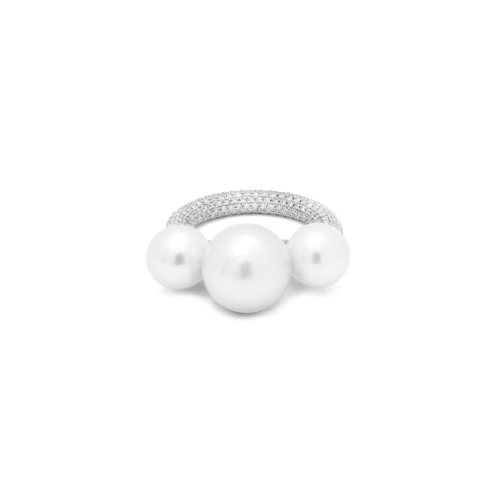 Equinox Pearl Ring | Full Pave I White Gold