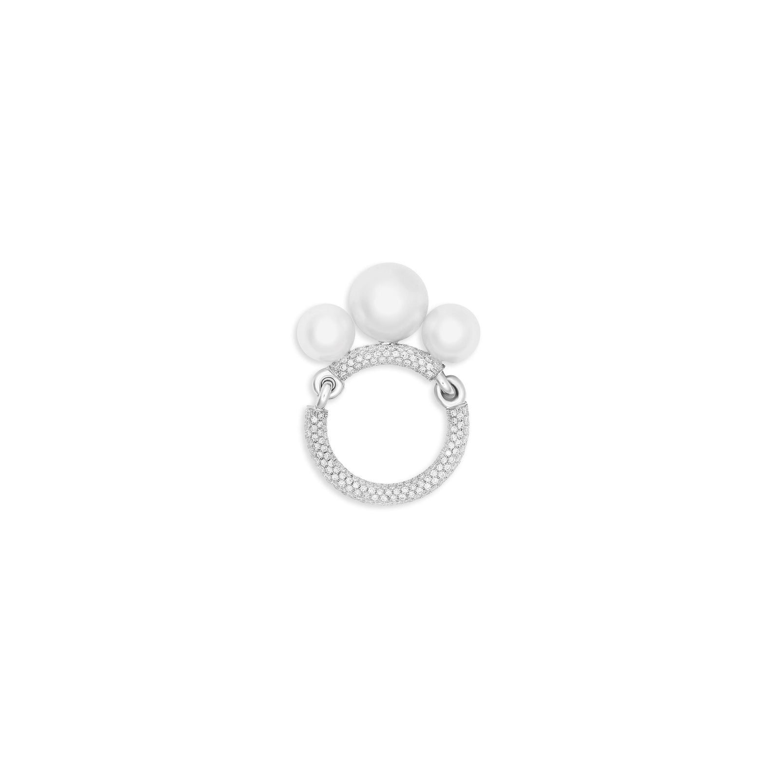 Equinox Pearl Ring | Full Pave I White Gold