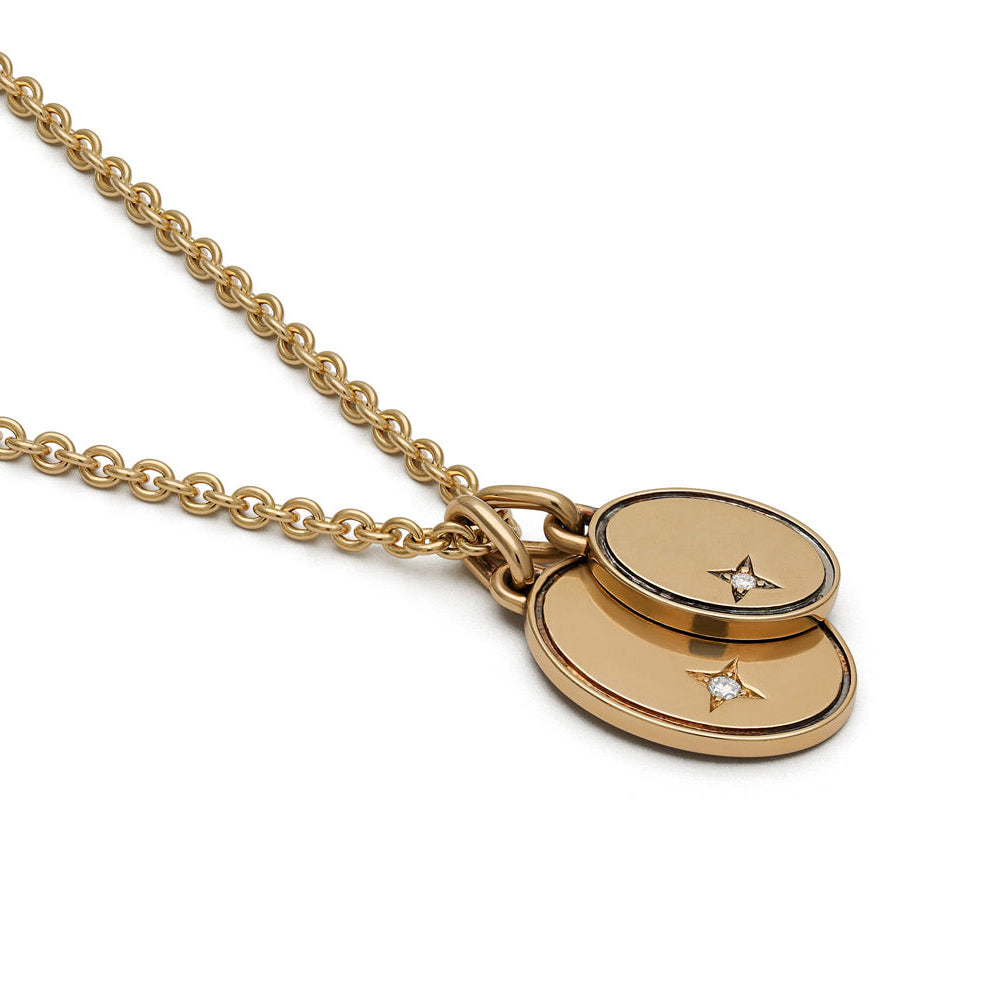 Gudo Oval Necklace | Pave Detail Yellow Gold