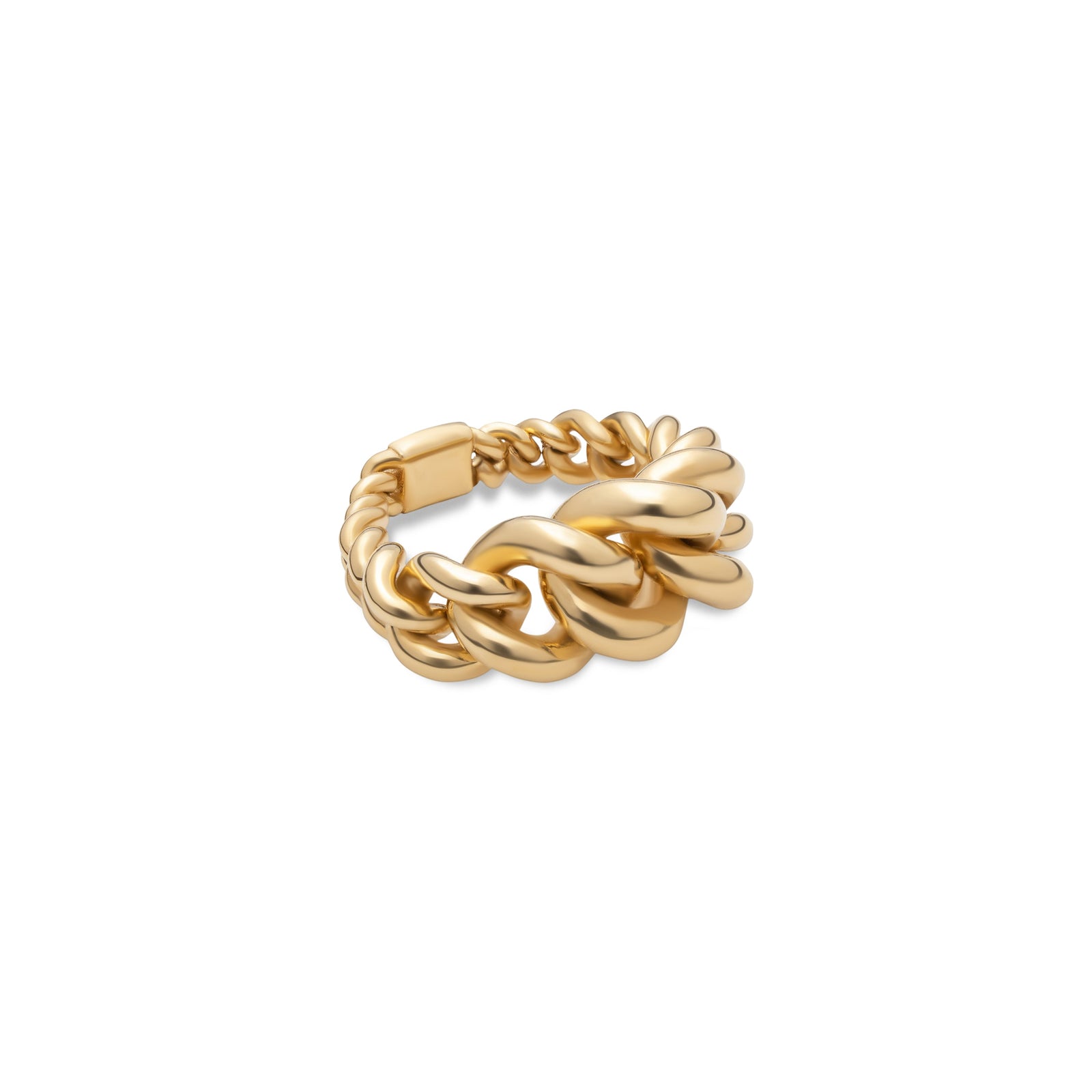 Curb Chain Ring | Large Scale | Yellow Gold | Diamond Detail