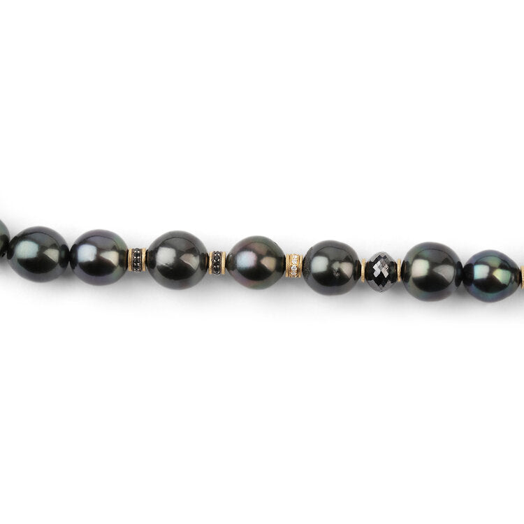 Les Noir Necklace | Tahitian Pearls | Pave | Mixed Metal