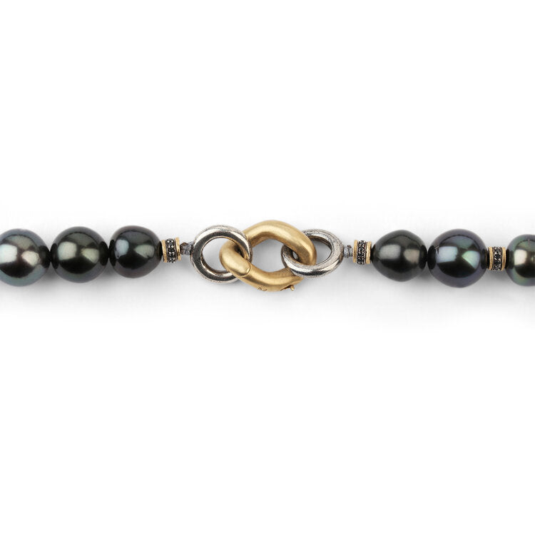 Les Noir Necklace | Tahitian Pearls | Pave | Mixed Metal