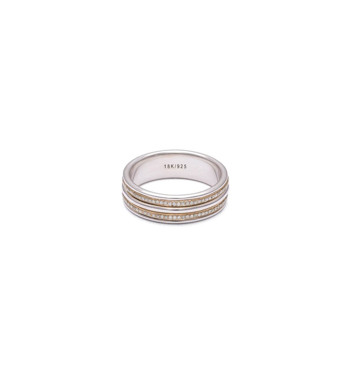 Orb Ring | 7.5mm | Pave Detail | Mixed Metal