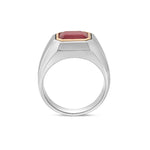 MAOR Equinox ruby solitaire ring in sterling silver with yellow gold detail