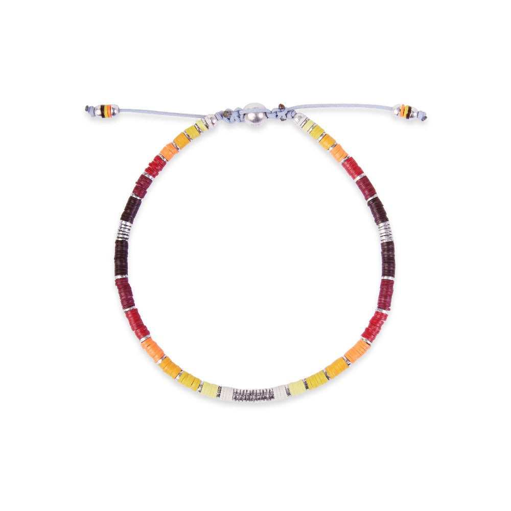 MAOR M.Cohen collection Mini Rizon bracelet in sterling silver with yellow, orange and red African beads