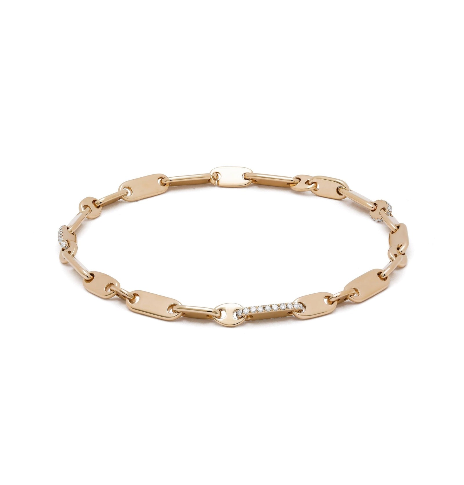 Monolinka Bracelet | 4mm | Edged Pave I Yellow Gold