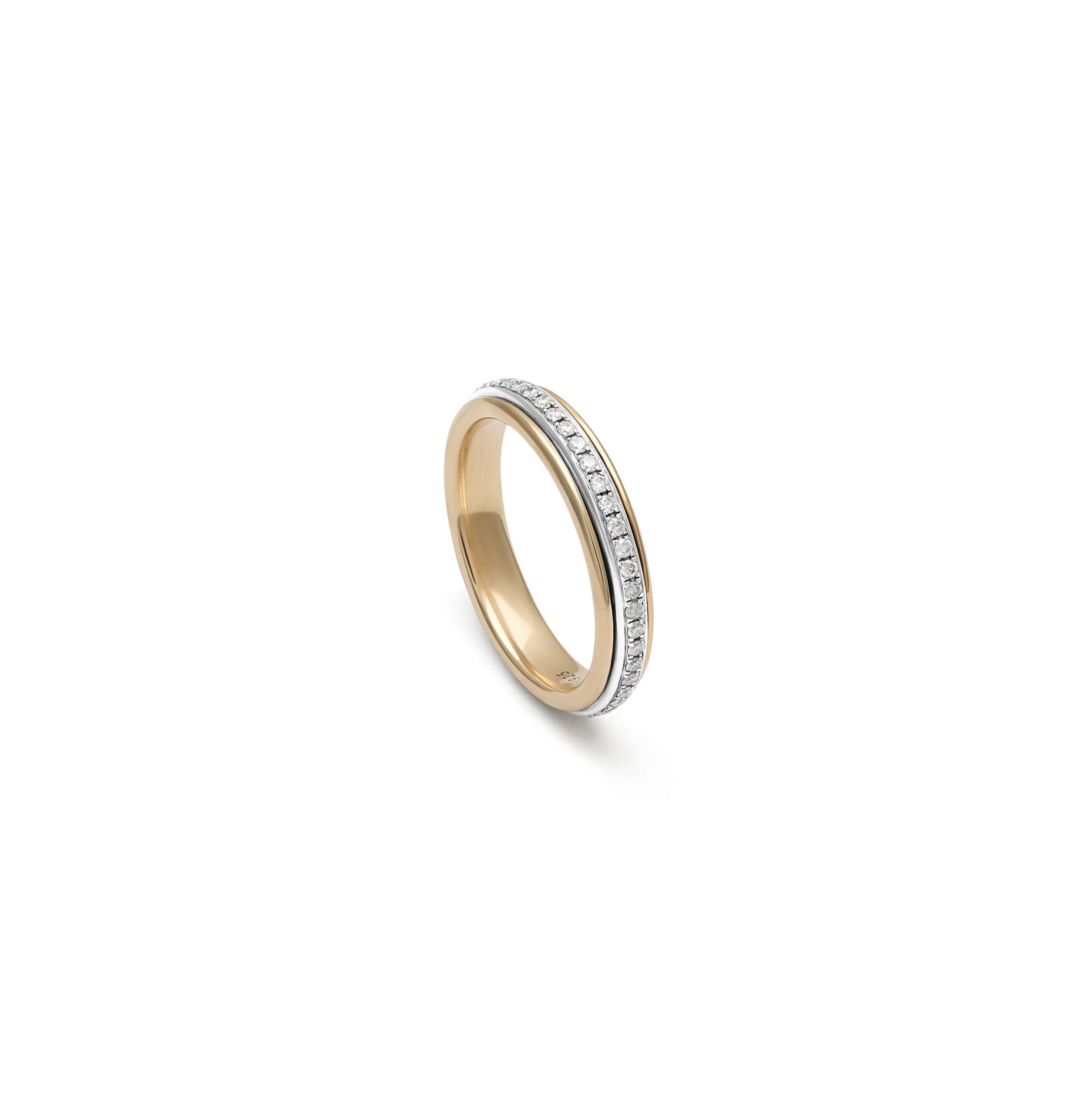 MAOR Orb Medium Band Ring Yellow Gold and Sterling Silver 