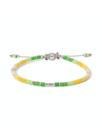 Mini Rizon Bracelet | Green Pattern | Sterling Silver Discs