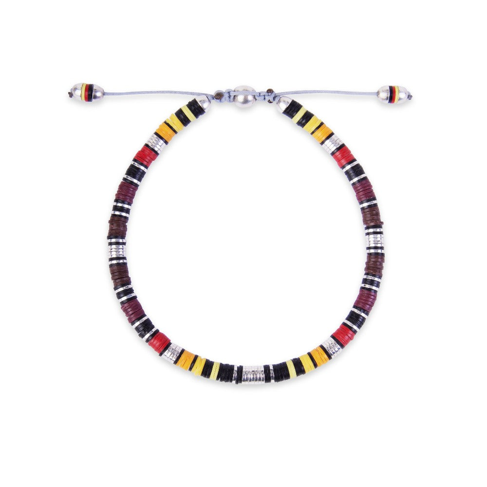 MAOR MCohen burgundy African bead bracelet in sterling silver