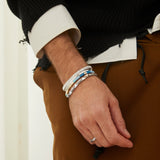 Mini Rizon Bracelet | Light Blue Pattern | Sterling Silver