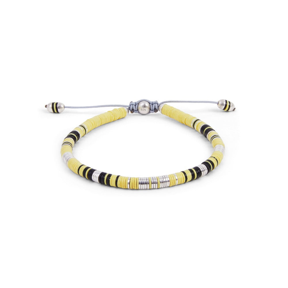 MAOR Rizon bracelet in yellow and black African beads and sterling silver