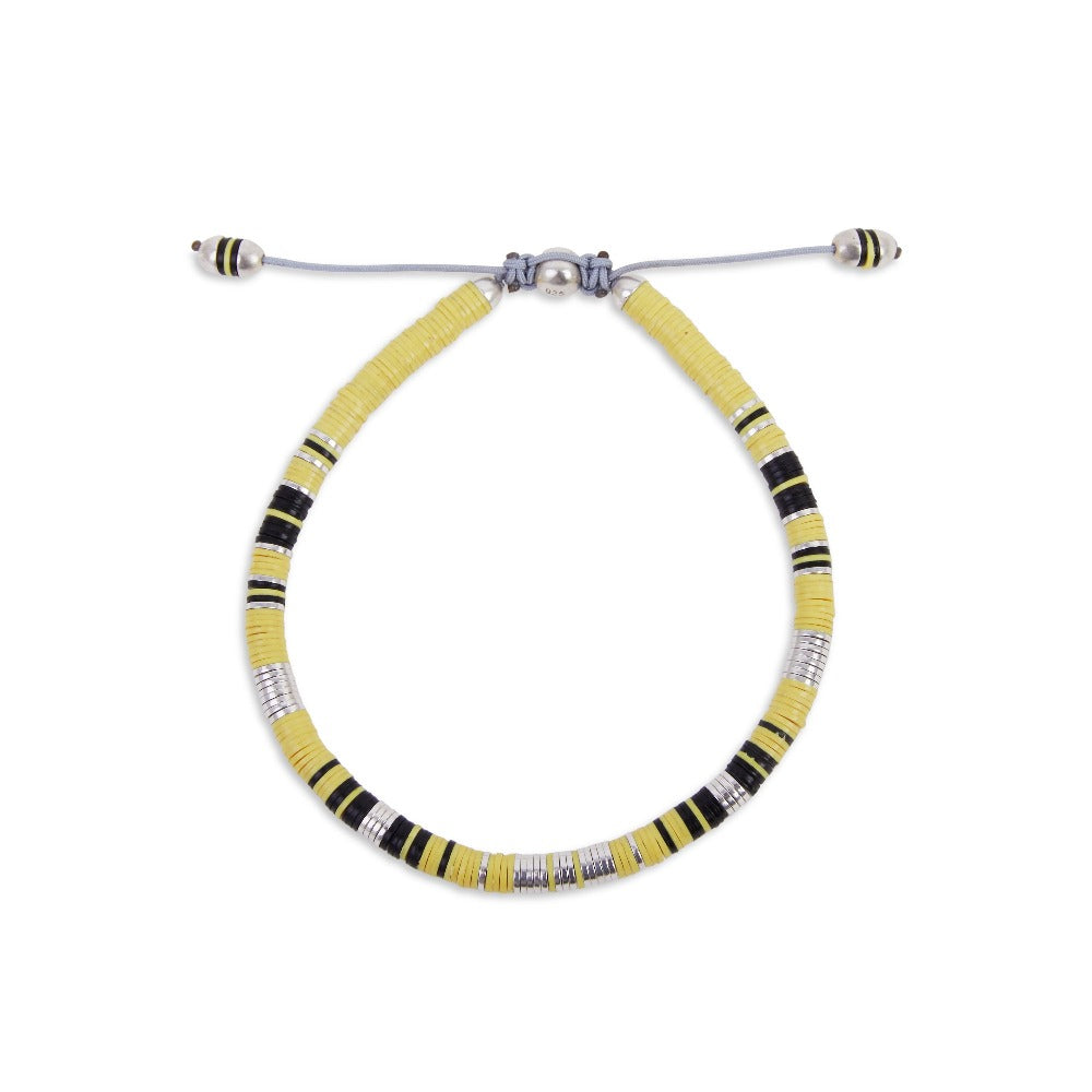 MAOR Rizon bracelet in yellow and black African beads and sterling silver