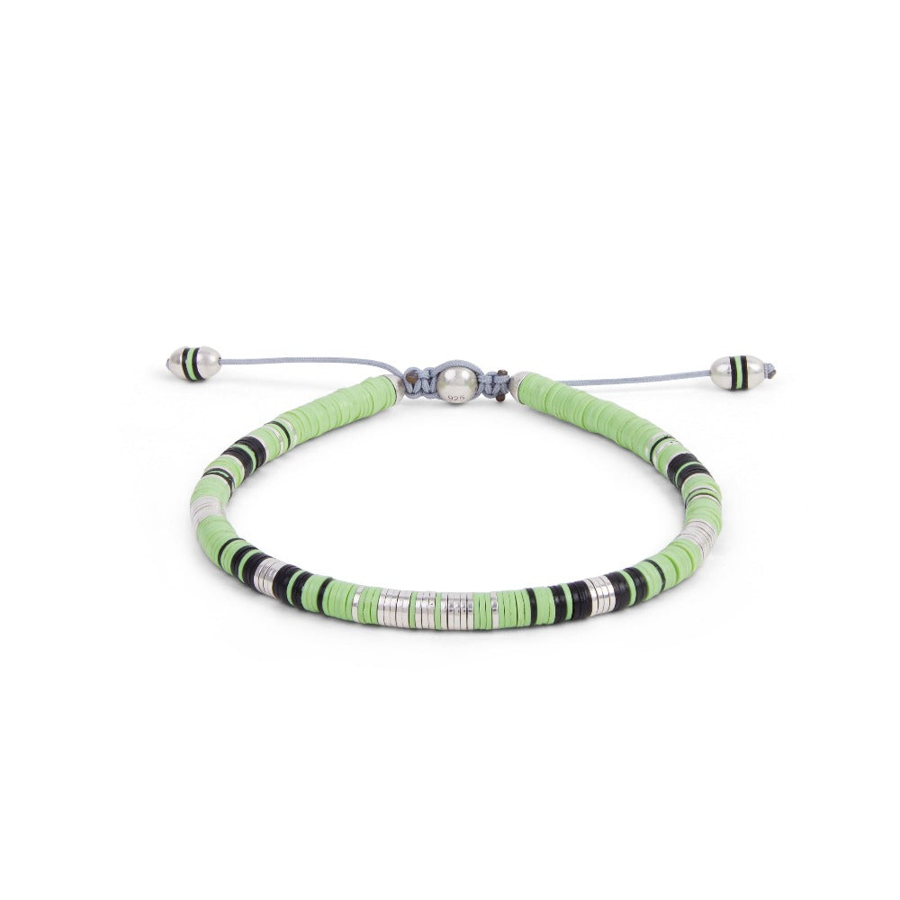 MAOR M.Cohen collection African bead bracelet with green and black and sterling silver