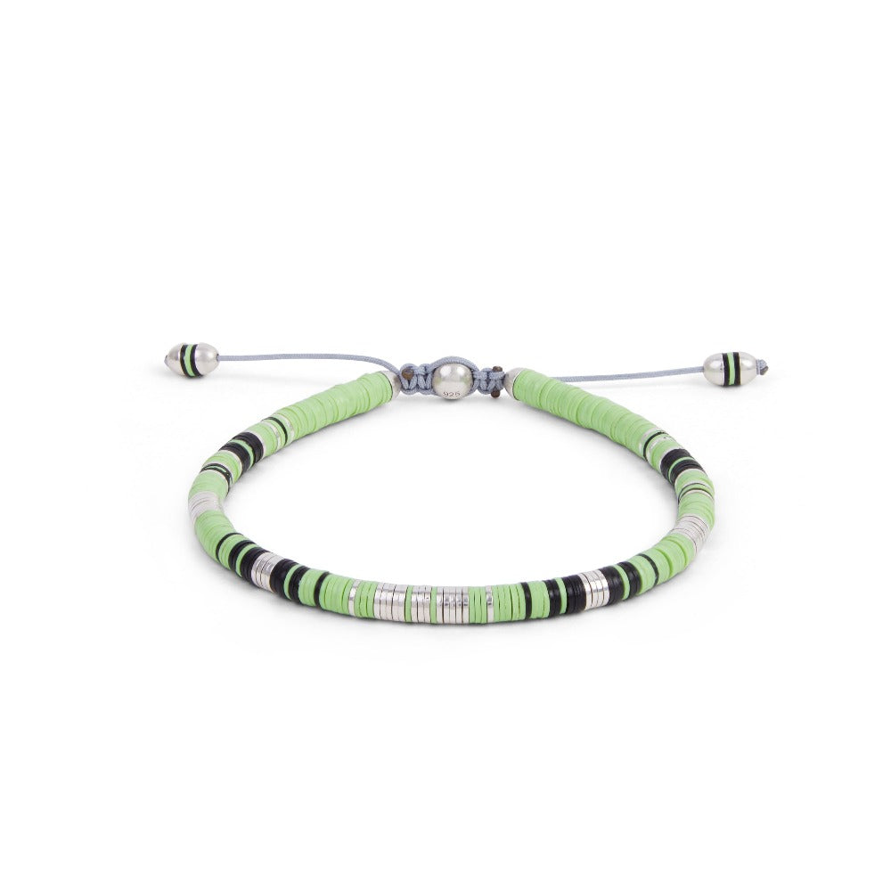 MAOR M.Cohen collection African bead bracelet with green and black and sterling silver