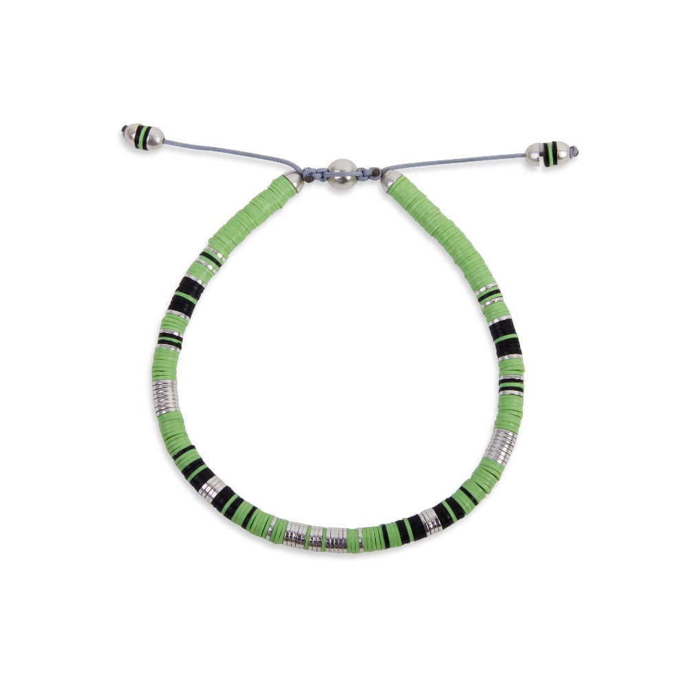MAOR M.Cohen collection African bead bracelet with green and black and sterling silver