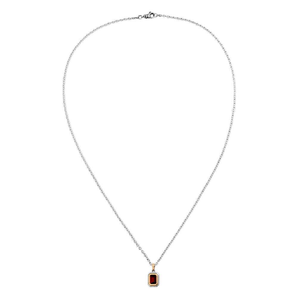 MAOR Equinox Garnet pendant mixed metal necklace